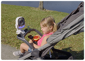 Arctic Air® Grip Go™ attached to a stroller